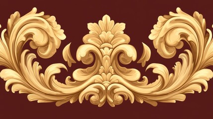 Golden Baroque Ornament Design, Elegant Scrollwork Border