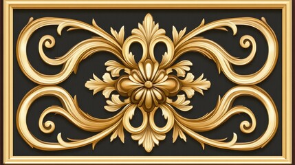 Golden Baroque Ornate Frame Design Element
