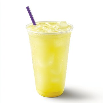 Iced lemonade drink, summer refreshment, white background, studio shot, beverage advertisement