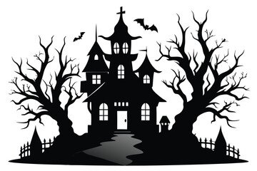 Halloween haunted house, spooky castles and houses vector