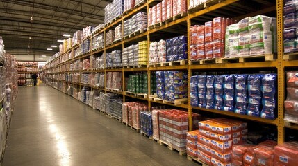 Fototapeta premium A smart warehouse with an automated tracking system scanning barcodes on packaged goods