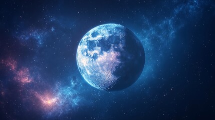 Earth-like planet in a vibrant nebula 