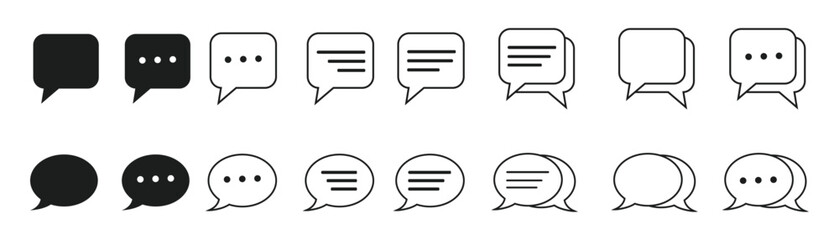 Text message icon set. chat speech balloon vector symbol. Dialog bubble. SMS box sign.