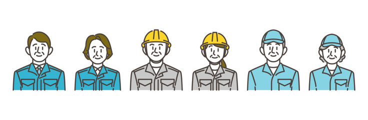 Senior male and female workers wearing work clothes [Vector illustration]