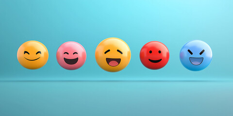 Konzept für eine Kundenzufriedenheitsumfrage. Fünf-Sterne-Bewertung auf virtueller Feedback-Schnittstelle, hervorragende Kundenzufriedenheit. Emoticons verschiedener Feedback-Ebenen, Kundenerfahrung,