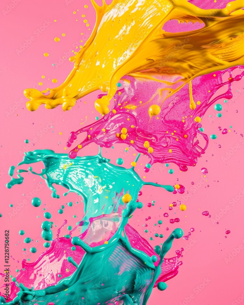 Poster neon dreams: a kaleidoscope of vibrant splashes and abstract patterns