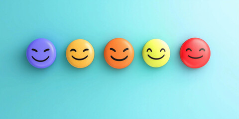 Konzept für eine Kundenzufriedenheitsumfrage. Fünf-Sterne-Bewertung auf virtueller Feedback-Schnittstelle, hervorragende Kundenzufriedenheit. Emoticons verschiedener Feedback-Ebenen, Kundenerfahrung,