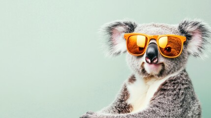Fototapeta premium Cool Koala in Sunglasses, Australia, Green Background, Summer Fun