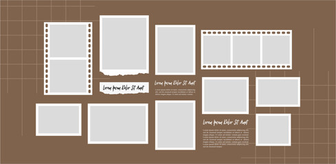 Pictures or photos frame collage. comics page grid layout abstract photo frames and digital photo wall template
