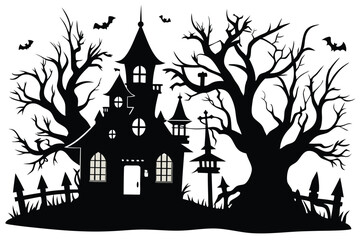 Halloween Haunted house silhouette