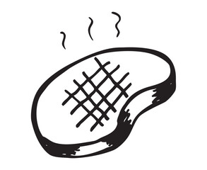 Hand-Drawn Hot Meat Sketch Vector Illustration at White Background