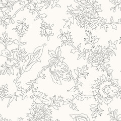 seamless paisley outline pattern on white  background