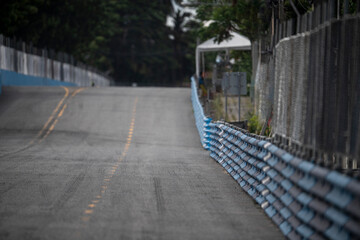 Empty Dramatic view of racing circuit asphalt road