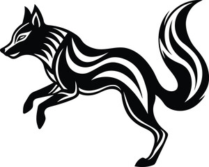 Beautiful Fierce Fox vector illustration, Premium quality fierce Fox silhouette vector art, fierce Fox line art vector