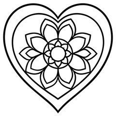 Boho Mandala Heart Line Art for Design Projects