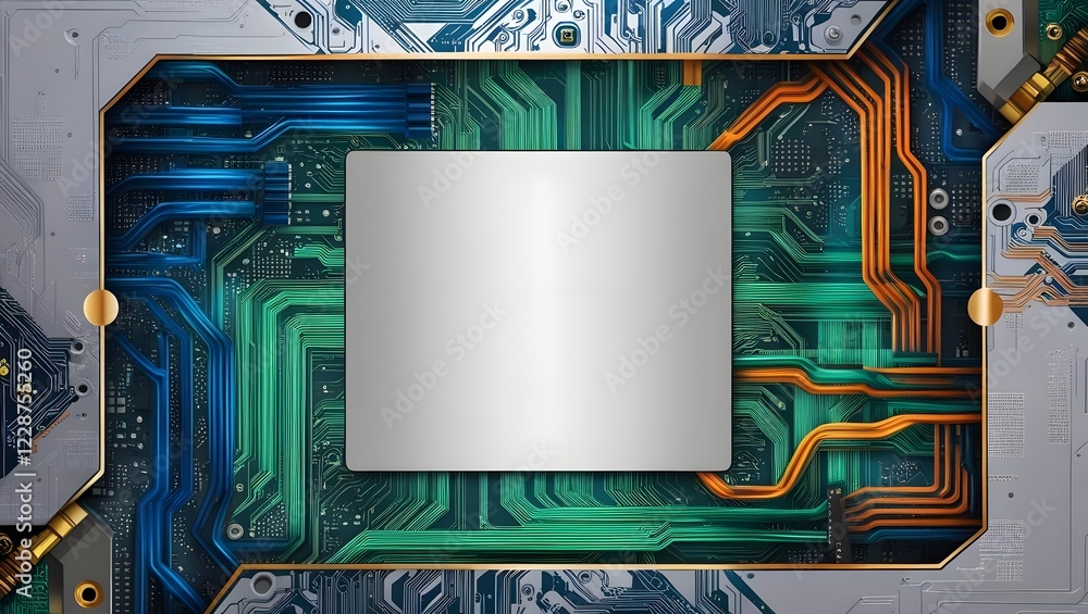 Aufkleber circuit board frame with blank space for text or graphics overlays