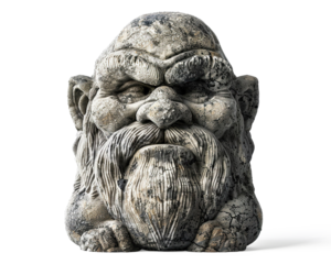 Stone troll sculpture statue adult on a transparent background