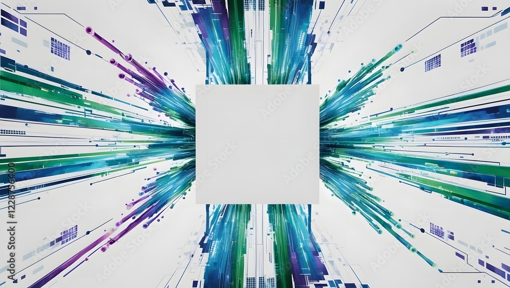Poster abstract data flow digital burst background with technology lines