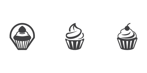 Professional Cupcake Icons Silhouette Vector Illustration