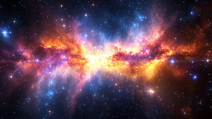 Fototapeta premium A vibrant cosmic scene with a colorful nebula and twinkling stars against a dark space background symbolizing the vast beauty of the universe and endless possibilities of space exploration