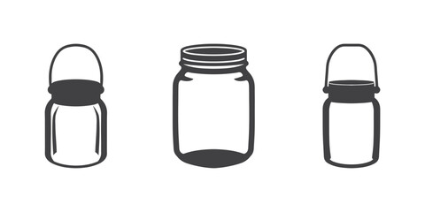 Professional Glass Canning Jar Icons Silhouette Vector Illustration