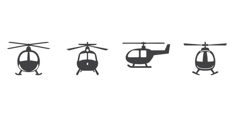 Professional Helicopter Icons Silhouette Vector Illustration