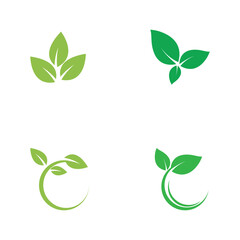 Green leaf logo vector template element symbol design