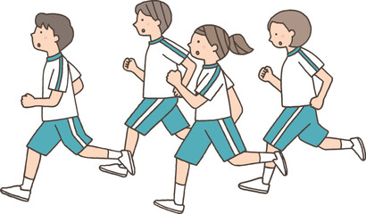 Naklejka premium マラソンをする学生