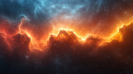 Fototapeta premium A vibrant cosmic scene with a colorful nebula and twinkling stars against a dark space background symbolizing the vast beauty of the universe and endless possibilities of space exploration