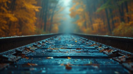 Old train tracks in the middle of the forest