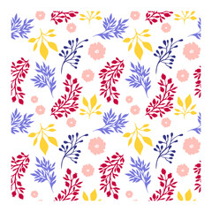 Seamless pattern with floral ornaments in bright colors. Vector illustration