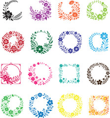 flower frame border vector silhouette illustration logo art