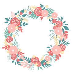 Flower frame for decoration, flower wreath. Vector illustration
