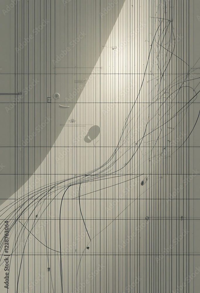 Poster abstract gridded surface with curving lines