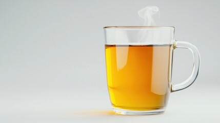 Hot Tea in Glass Mug on White Background
