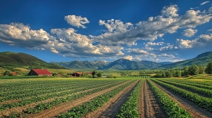 Sustainable farming using solar power to irrigate crops, representing the fusion of renewable energy and environmental conservation.