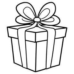 Chic line art of a present with ribbon details