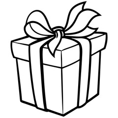 Chic line art of a present with ribbon details
