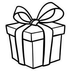 Chic line art of a present with ribbon details