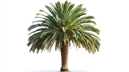 Green beautiful palm tree isolated on white background