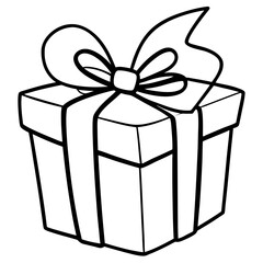 Chic line art of a present with ribbon details