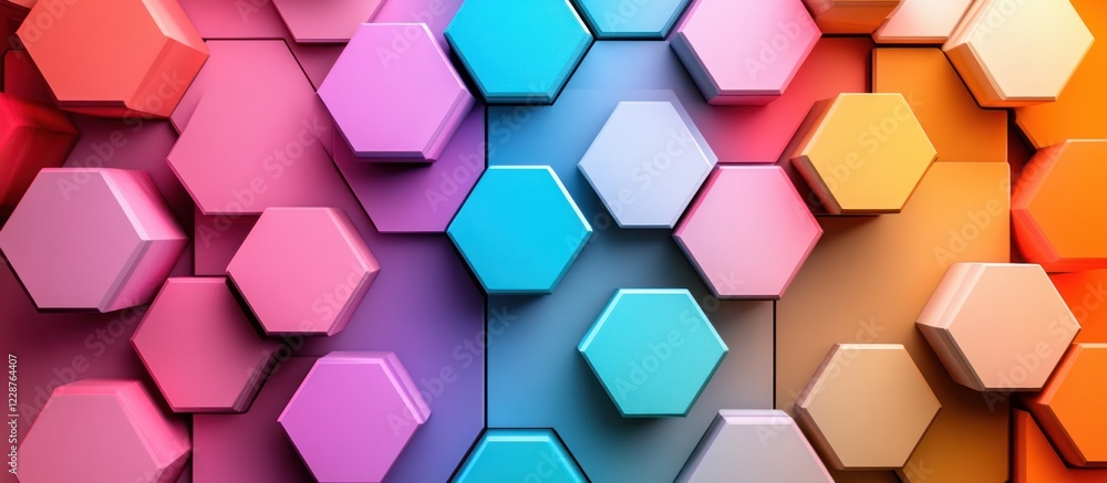 Poster abstract colorful hexagonal pattern background.