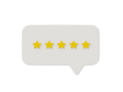 レビュー星5つのふきだし　背景透過Review 5 stars on speech bubble Background transparency