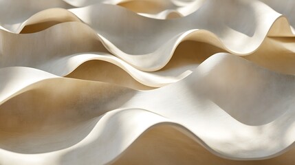 Abstract Wavelike Sculpture in Creamy Hues
