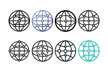 Obraz premium Download a high-quality abstract globe icon with a network sign vector illustration. Perfect for technology, global communication, internet, business, and digital connection designs.