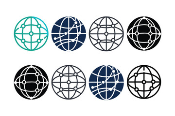 Obraz premium Download a high-quality abstract globe icon with a network sign vector illustration. Perfect for technology, global communication, internet, business, and digital connection designs.