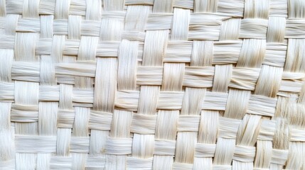 Fototapeta premium Woven white wicker straw background or texture
