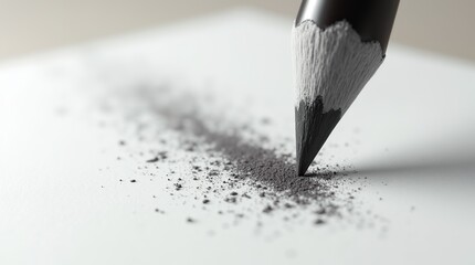 Hyperrealistic Close-Up of a Graphite Pencil on a White Drawing Surface