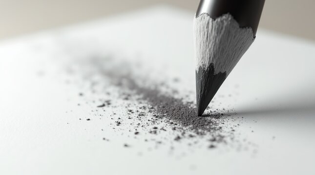 Hyperrealistic Close-Up of a Graphite Pencil on a White Drawing Surface