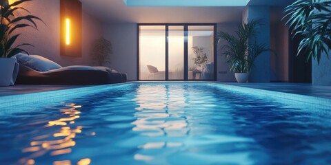 Fototapeta premium Swimming Pool Lounge Chair Plants